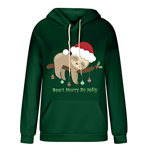 Moletom com capuz feminino engraçado de Natal para adolescentes Feliz Natal Veado Preguiça Don't Hu