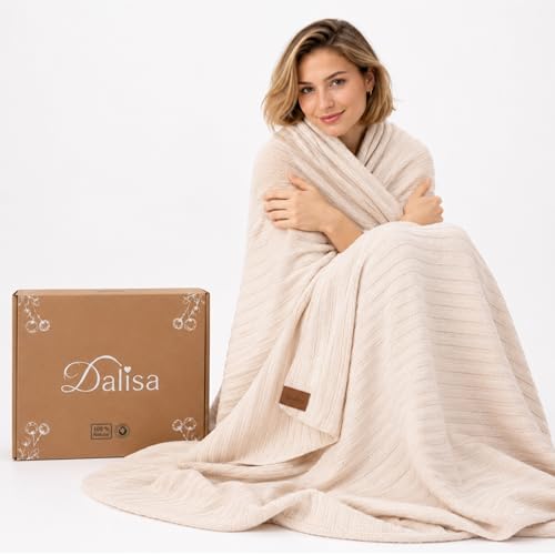 100% Organic Cotton Knit Blanket Denise -Soft and Lightweight, Breathable All-Season Throw for Bed...