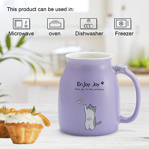 Taza de cerámica con tapa de gato kawaii y cuchara 16oz miniatura 3