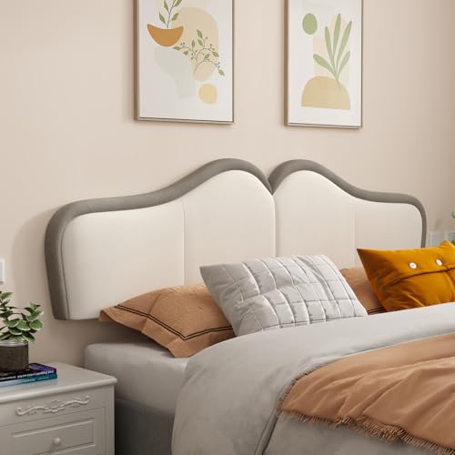 HouseMila Queen Headboard,Upholstered Headboards Bed Head Board Modern Wave Shaped