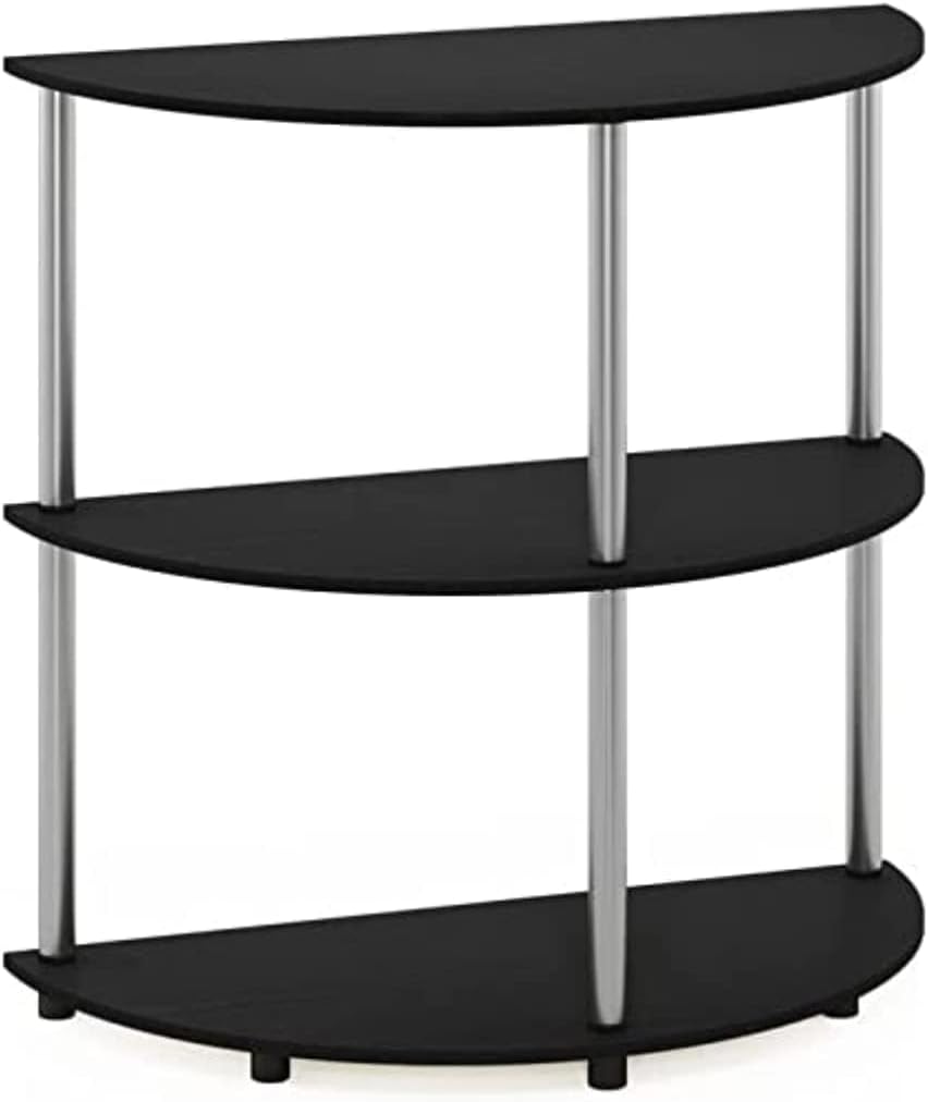 Furinno Frans Half Round Console Table with Stainless Tube, Black Oak Turn-N-Tube