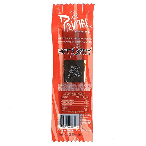 Image of Primal Strips - Meatless Vegan Jerky Shiitake Mushrooms Hot& Spicy Flavor - 1 oz. by Primal Strips