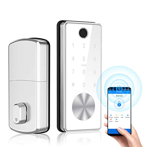 Tiffane Keyless Entry Door Lock Deadbolt, Biometric Fingerprint Door Lock, Smart Door Lock for Front Door, Smart Home Keypad Deadbolt Lock, Digital Door Lock Security for Home(White)