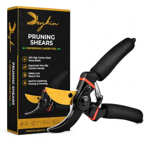 Image of Pruning Shears for Gardening | Heavy Duty Garden Cutter with Sharp Carbon Steel Blade, Ergonomic Non-Slip Handle & Safety Lock | Hand Pruner for Plants, Flowers, Branches & Shrubs