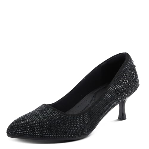 PATRIZIA Women's Tyanna Kitten Heel Pumps with Delicate Crystals, Pointed Toe, and Comfortable Fit