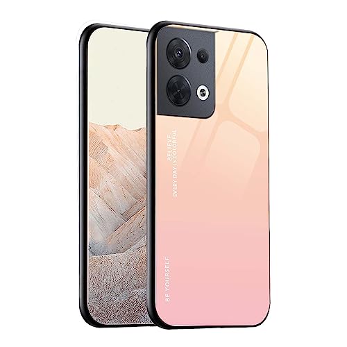 AMWEI Gradient Glass Cover for OPPO Reno8 Pro (Reno 8 Pro) 5G Case, Anti-Scratch Tempered Glass Back Cover and Silicone Shockproof TPU frame Bumper Phone Shell - 1