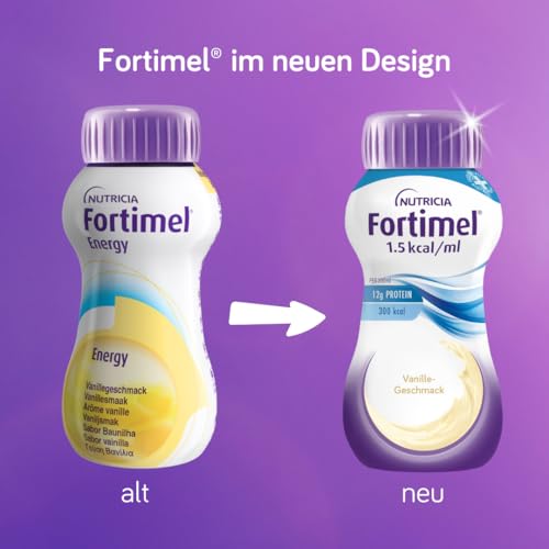Nutricia Fortimel® 1.5 kcal Vanille – Hochkalorische Trinknahrung mit allen wichtigen Nährstoffen, Vitaminen, Mineralien und Spurenelementen – 300 kcal und 12 g Eiweiß pro Flasche – 4 x 200 ml