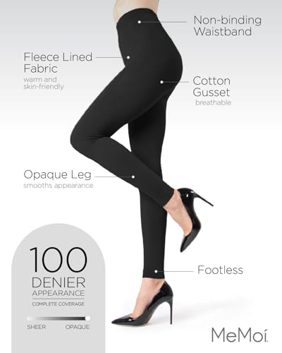 MeMoi Fleece Lined Footless Tights for Women, Comfortable Winter Fleece Lined Tights, Footless Silhouette - Sizes S-XL3