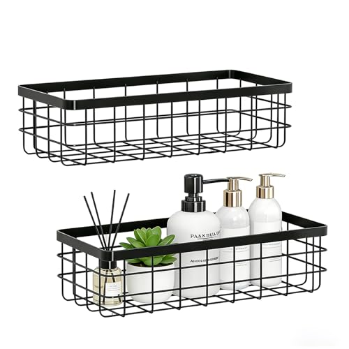 YICKHEWEN Hanging Wire Storage Baskets, Metal Wall Organizer, Adhesive Wall