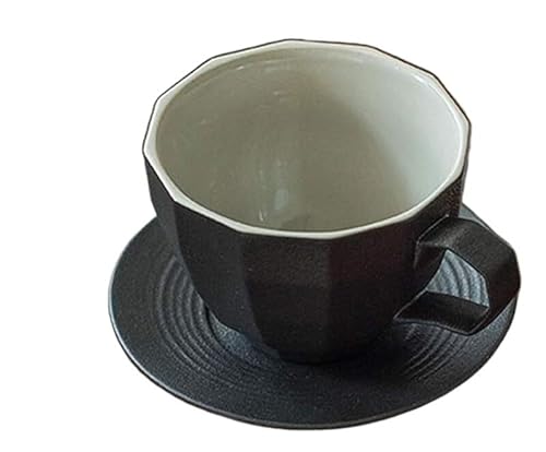 Juego de Taza y platillo de Porcelana para té, café expreso con platillos de 237 ml para café, Capuchino y Latte (2 Unidades)