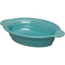 Fiesta 9 1/8 Oval Individual Casserole 13oz Durable Ceramic, Lead-Free, Dishwasher/Microwave/Oven Safe Made in USA - Turquoise