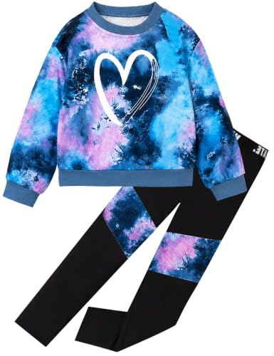 Image of Girls 2 Piece Outfits Kids Clothes Sets Sweatsuit Tracksuit Jogger Print Long Sleeve Sweatshirts Sweatpants 4-13Y