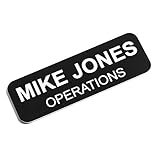 Custom Engraved Name Tag Badges – Personalized Identification with Pin or Magnetic Backing, 1 Inch x 3 Inches, Black/White