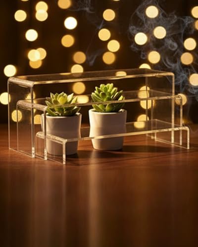 Image of Acrylic Display Riser 5MM Stand|Multipurpose display stand for watch, toy, cupcake, Great For High-Heeled Shoes, Perfect For Home or Counter Top Display, etc for Shop | 3 Pack (Display Riser)