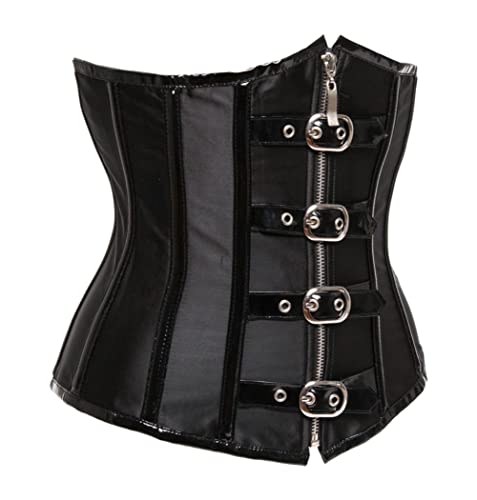KUOSE Damen Kunstleder Unterbrust Taillen Corsage Korsett Steampunk Dessous – Bild 2