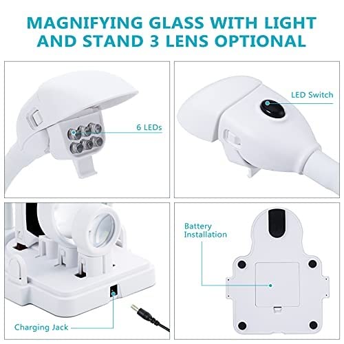 Loupe Loupe de Bureau avec lumière LED Outils matériels de Base Robustes de Haute clarté durables pour Les travaux rapprochés Loupes de Lecture