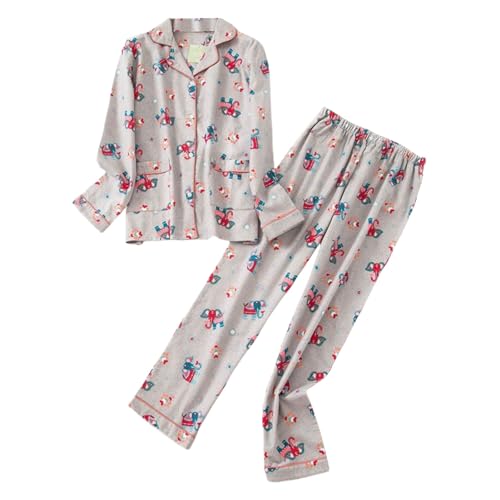 Pyjama flanelle femme Damart en coton brossé et dentelle