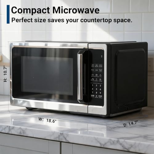 Image of 0.9 Cu Ft Countertop Microwave Oven, 900W Microwave with 10 Power Levels, 6 Auto Menus, Practical Microwave Oven Suitable for Kitchens, Apartments, and Offices