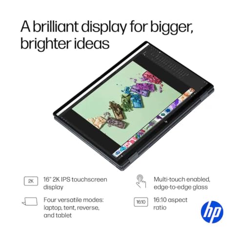 Image of HP OmniBook X Flip 2-in-1 Laptop, 16 inch WUXGA IPS Touchscreen Laptop, Intel 8-Core Ultra 7 256V, 16GB LPDDR5x 4TB SSD | Backlit KB, Copilot+ AI PC for Creator and Designer Business, Windows 11 Pro
