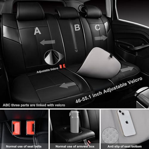 Image of CAR PASS Nappa Leather Seat Covers for Cars, Luxury Waterproof Seat Covers Full Set, 5 Seats Universal Car Seat Protectors, Breathable Car Seat Covers Fit for Most Cars SUV Truck Sedan Automotive