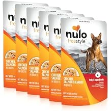 Nulo Freestyle Chicken, Salmon & Carrot in Broth Real Meat Dog Food Topper, 2.8 Ounce Pack of 6