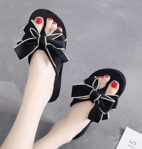 Bowknot Flip Flop for Women Cushioned Wedge Sandals Cute Gothic Lolita4