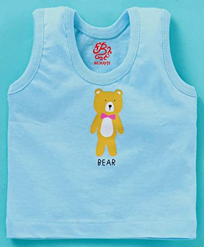 Image of BENAVJI Light Color Printed Soft Cotton Regular Fit Sleevless Baniyan Unisex Boys' & Girls Kids Vest Pack of 6