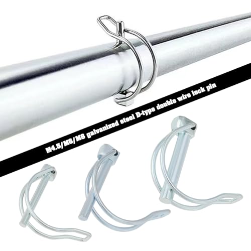 eMagTech Sicherungsstift in D-Form, verzinkter Karbonstahl, Doppelschnurschlaufe, Drahtschlossstift M4,5/M6/M8 für Rasen, Garten, Bauernhof, LKW, Auto, Anhänger, Traktor, 18 Stück