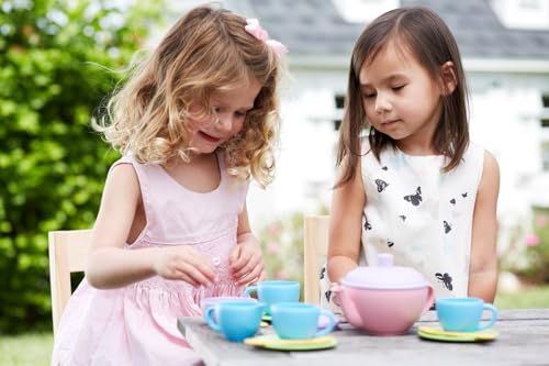image for Green Toys Tea Set, Pink 4C - 17 Piece Pretend Play, Motor Skills, Lan