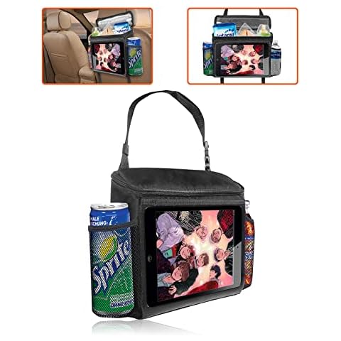 Trobo Backseat Car Organizer, Insulated Headrest Front Or Back Seat Organizers And Storage With Ipad Tablet Case Holder, Rear Facing Passenger Seat Caddy Organizer For Kids & Adults, Travel Cooler Bag Cover