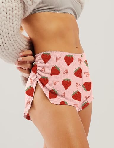 Image of FaroDor Cute Micro Pajamas Shorts for Women Low Rise Side Slit Ruched Lounge Shorts Pj Bottoms