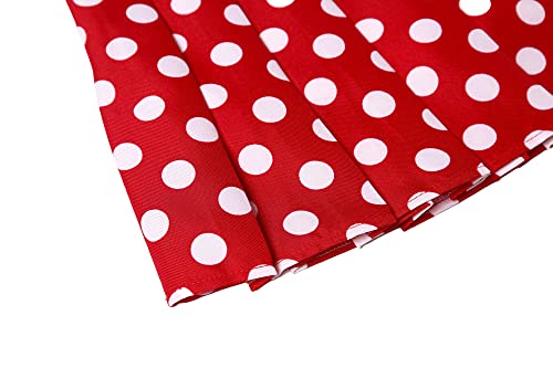Hoerev Red White Polka Dot Mini Plaid Pleated Skater Tennis School Uniform Skirt With Lining Shorts,Us 4 #TOP4