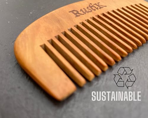Wide-Tooth-Pocket-Comb-by-RustiK-Chunky-Pear-Wood-Hair-Comb-Anti-Static-Detangling-Scalp-Massaging-Can-also-be-used-as-a-LabourAnxietyBeard-Comb-Accupressure-Woodcrafted-for-Men-and-Women