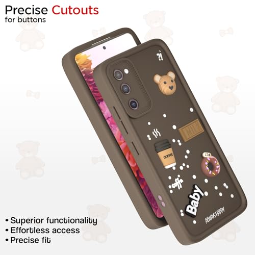Image of Pikkme Back Cover for Samsung Galaxy S20 FE 5G | Cute Fun Cartoon 3D Bear Silicone Full Body Protection Bumper Cover (Brown)