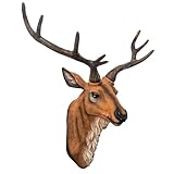 Kongkee Faux Deer Head Wall Mount – Resin Deer Head Wall Decor, Animal Head Wall Sculpture for Rustic, Farmhouse & Western Room Decor (Brown)