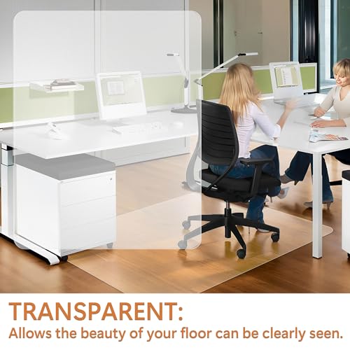 HOMEK Office Chair Mat for Hardwood Floor- 46" x 60" Clear Computer Desk Chair Mat for Hard Wood/Tile Floors, Easy Glide Plastic Mat for Under Office Chairs on Hardwood for Work & Home