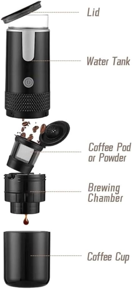 Cafetera Portátil Eléctrica para Viajes, Usa Café Molido y Cápsulas miniatura 6