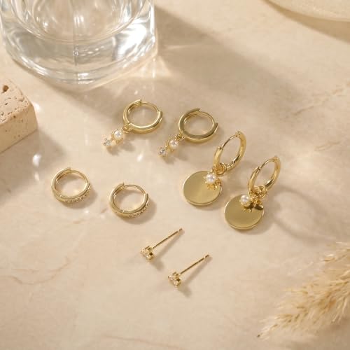 Dainty Gold Earring Stack for Women trendy,Small Huggie Hoop Set by KICKGY - Used condition - Image 5