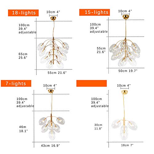 Luz de techo de decoración moderna G4 con esferas de cristal translúcido 6