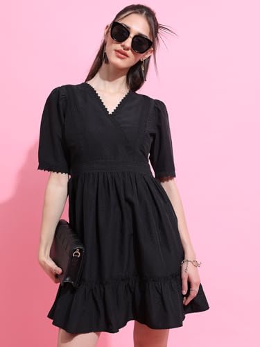 Image of Tokyo Talkies Women A-line Black Mini /Short Dress