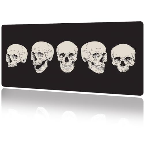 MAYCARI Skull Skeleton Desk Mat Cool Desk Pad Mouse Pad Large Black Gaming Mousepad XXL Laptop Keyboard Desktop Writing Pad for Girls Students 31.5"X15.7"