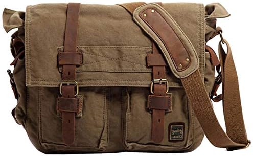 Berchirly Vintage Military Men Canvas Messenger Bag for 13.3Inch