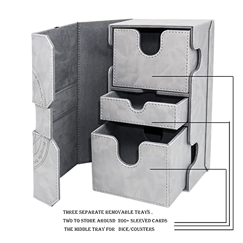Oopin Zoopin 200 Card Deck Box For Mtg ,Ccg,Tcg,Yugioh...With Two Built-In Life Counters And Two Card-Trays Plus One Dice/Token Tray (Grey ) … thumb #2