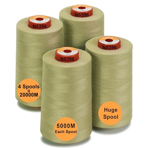 New brothread - 30 Options - 4 Large Cones of 5500Y (5000M) Each All Purpose Spun Polyester Thread 40S/2 (Tex27) for Serger, Overlock, Quilting, Piecing and Sewing - Kiwi