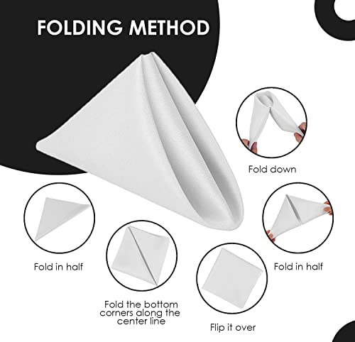 Avalon Kitchen Cloth Napkins Pack Of 24 - White Napkin 17X17 Inches Linen Napkins - 100% Polyester Dinner Napkins Durable, Soft And Absorbent With Hemmed Edges Ideal For Parties And Wedding #TOP4