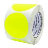 ChromaLabel Sticker Labels, 3 Inch, Fluorescent Yellow, 500 per Roll, High Visibility, Removable, Round, Color Coding, Inventory Management, Medical Facilities, Warehouse Labels