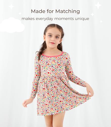 Toddler Girls Dress Viscose from Bamboo Long Sleeve Dresses for Little Girl Soft Fall Clothes Casual Outfits 2-5T3