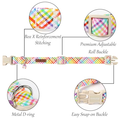 Lionet Paws Easter Dog Collar, Comfortable Adjustable Colorful Plaid Collar with Purple Rabbit for X-Large Male Female Dogs Collars, Neck 16-26 inches by lionet paws - Image 2