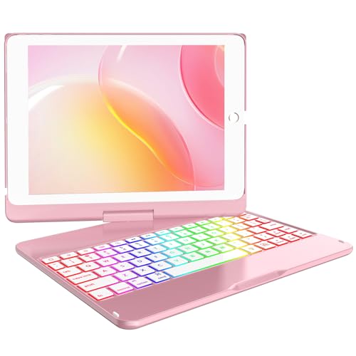 MMK Keyboard Case Compatible for 9.7 Inch 2018 6th Gen, Detachable Wireless Bluetooth Keyboard Compatible with 2017 (5th Gen)- Air 2/ Air Case, Magnetic Auto Sleep/Wake (Rose Gold)