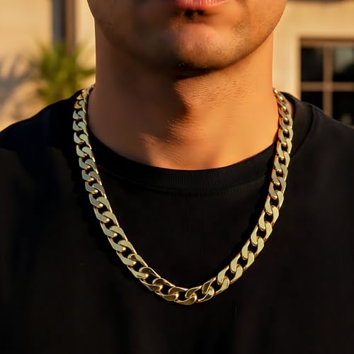 LIFETIME JEWELRY 11.5mm Flat Cuban Link Chain Necklace for Men 24k Real Gold Plated (Gold, 36 inches) by LIFETIME JEWELRY - Image 2